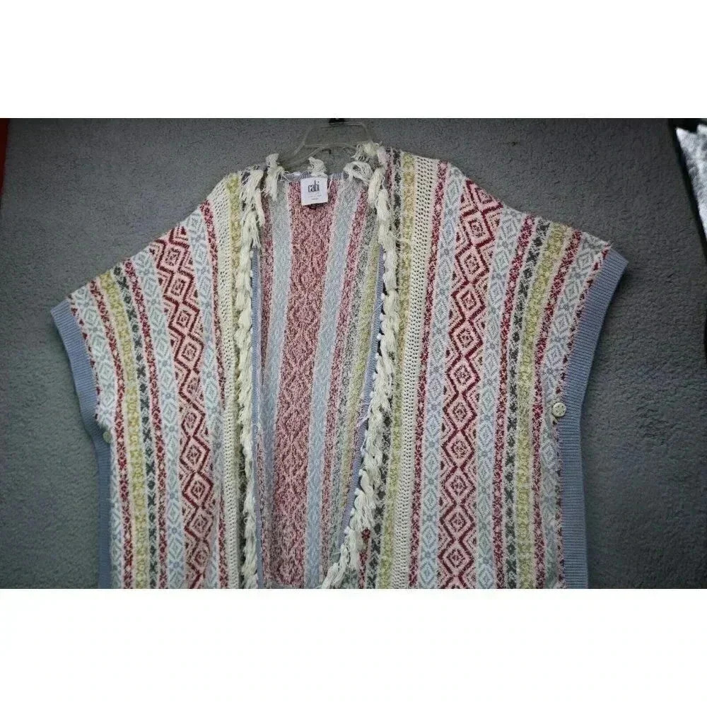 Cabi-Love Carol Collection Siesta Poncho‎ Sweater-XS/S-Fringe-Bohemian-Hippie